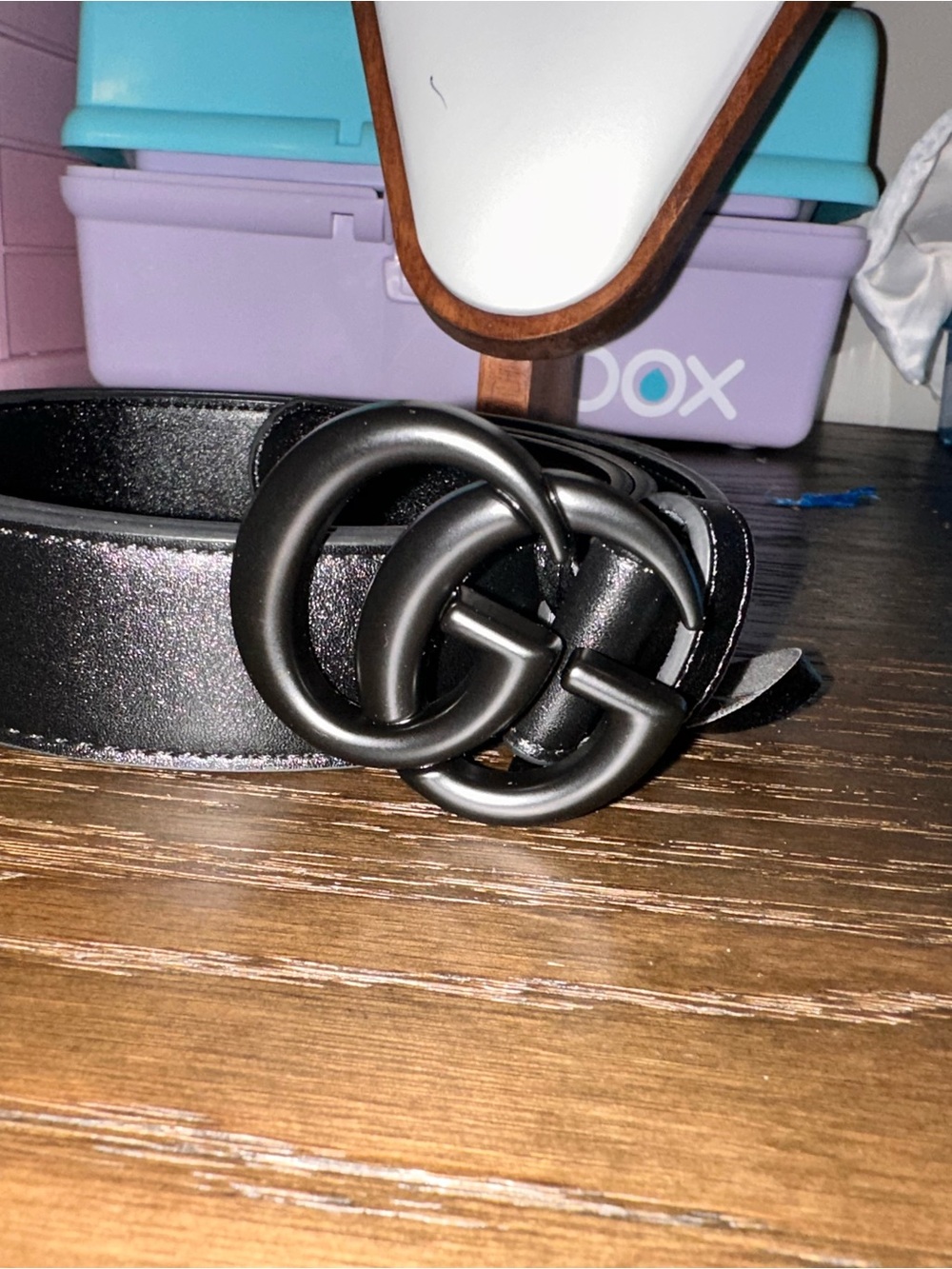 Black Designer Double-G Leather Belt - Unbranded - Picture 3 of 9